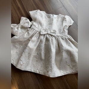 The Children’s Place Baby Girl Gold Jacquard Dress 12-18M | Special Occasion